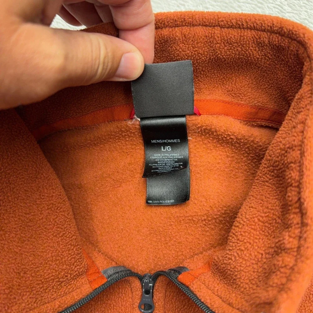 The North Face Pullover Mens Large Orange TKA 100 Quarter Zip Fleece Sweater
